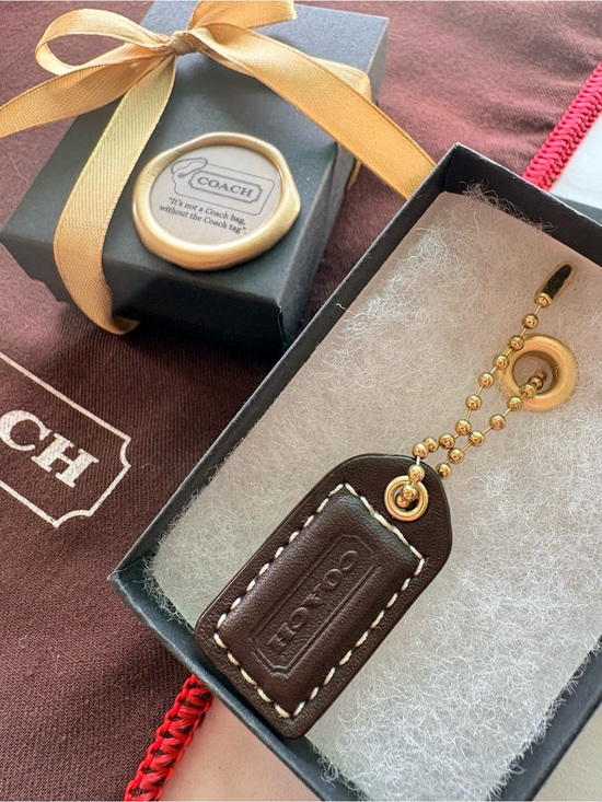 Coach Handbags - 🍫RARE Coach DBL-Sided Virgin Vachetta Chocolate HTF Y2K VTG Hang Tag Charm